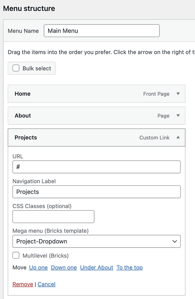 Navigation Menu On Argops Example Use wp-menu for new nestable nav - How To - Bricks Community Forum