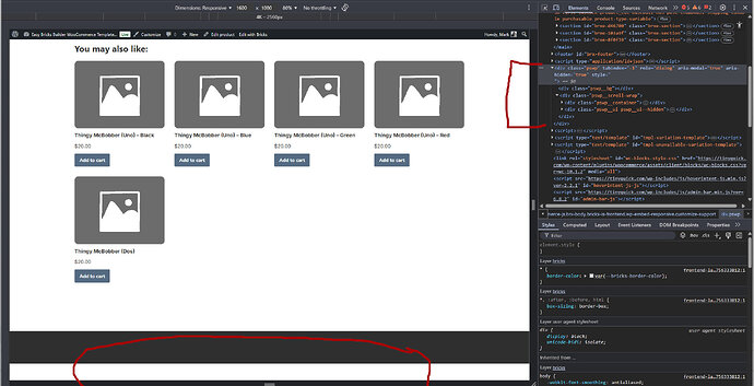 white area below footer
