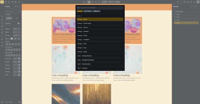 myCommand palette pop-up
