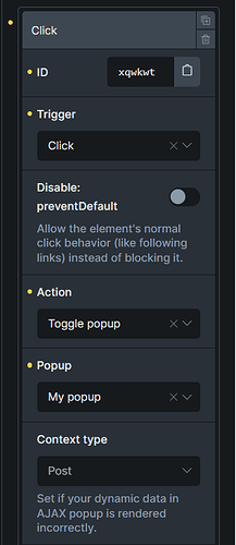 Toggle popup