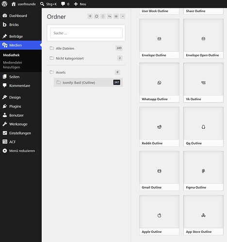 media library without child theme