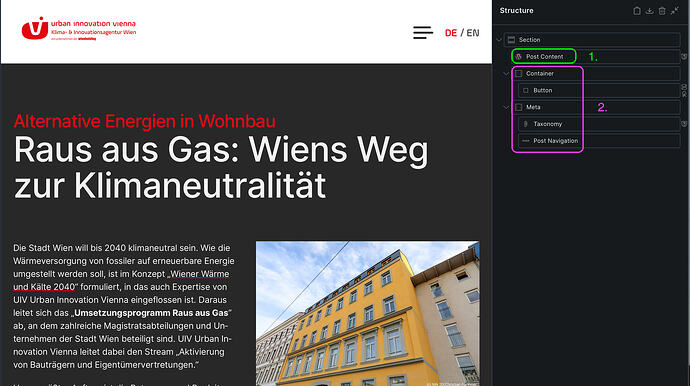 Post Template Backend Preview