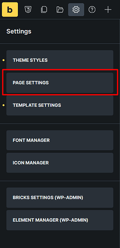 page setting in tempate setting