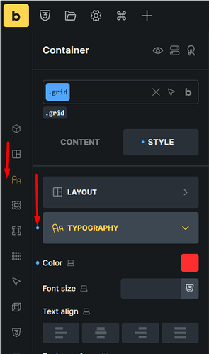 style indicator  in Quick Access bar