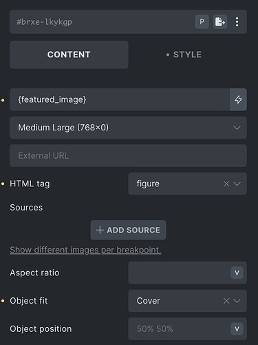 image setup on the edito