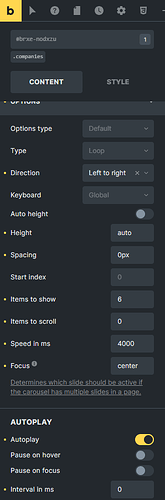 Slider Settings