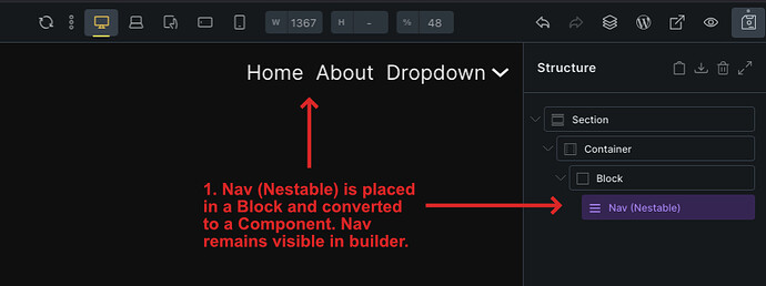 1. Nav component visible