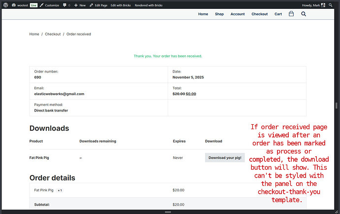 download button check out thank you template