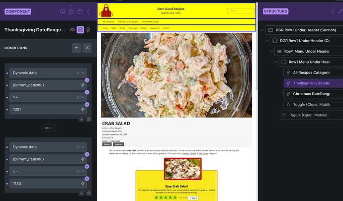 example condition date-range seasonal navigation menu item