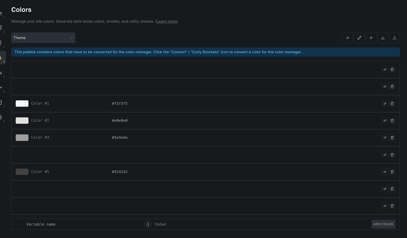 SOLVED: Color palettes disappear in Style Manager - Bugs - Bricks ...