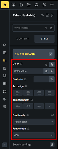 Style tab