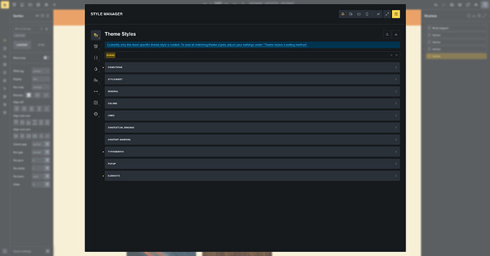 myStyle manager pop-up