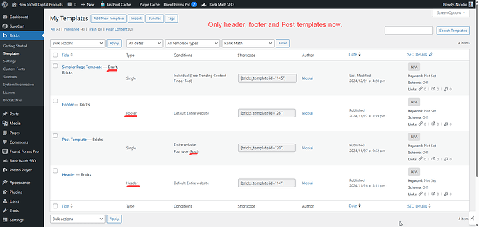 templates page