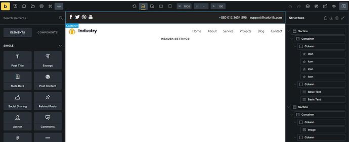 header full width issue backend