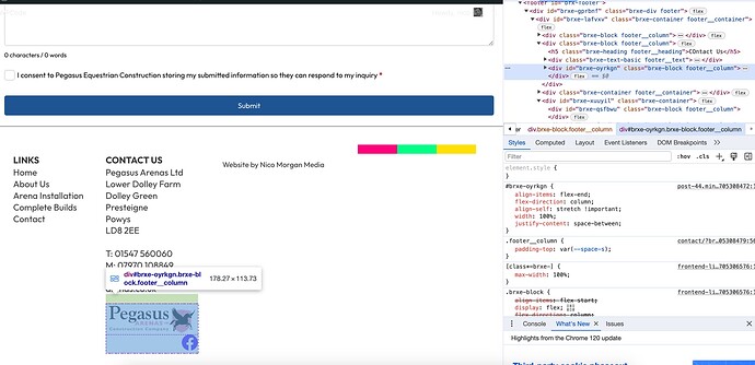 NO BUG (malformed line break in text element) Footer structure changes ...