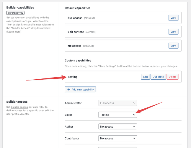 NO BUG: Builder Access & Capabilities Component properties doesnt show ...