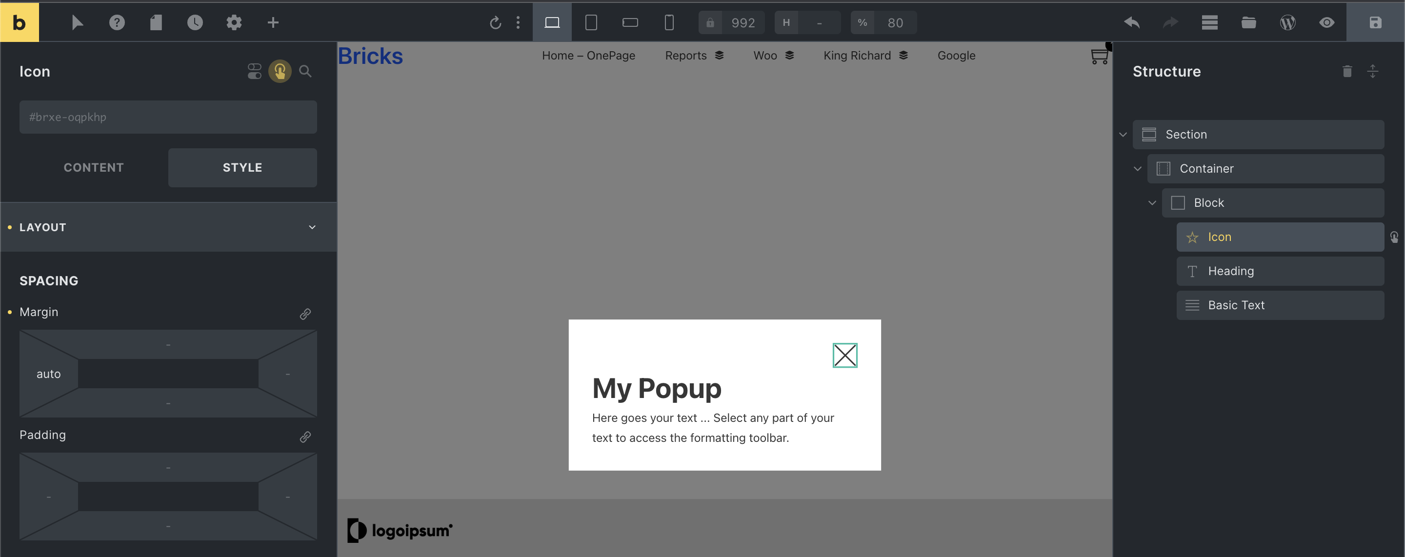 NO BUG: Icon in pop-up always aligned to left - Bugs - Bricks Community ...