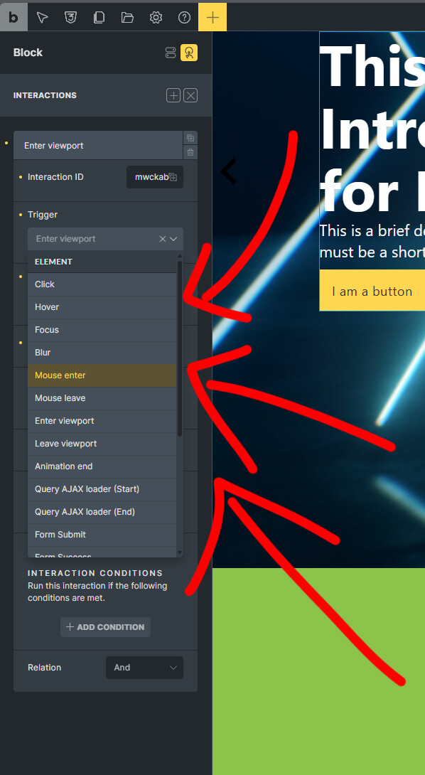 How to add custom trigger to trigger list for interaction feature ...