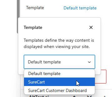 templates dropdown