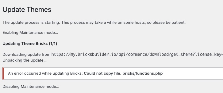 WAIT: Bricks 2.1.4 Automatic Update Failure - Bugs - Bricks Community Forum