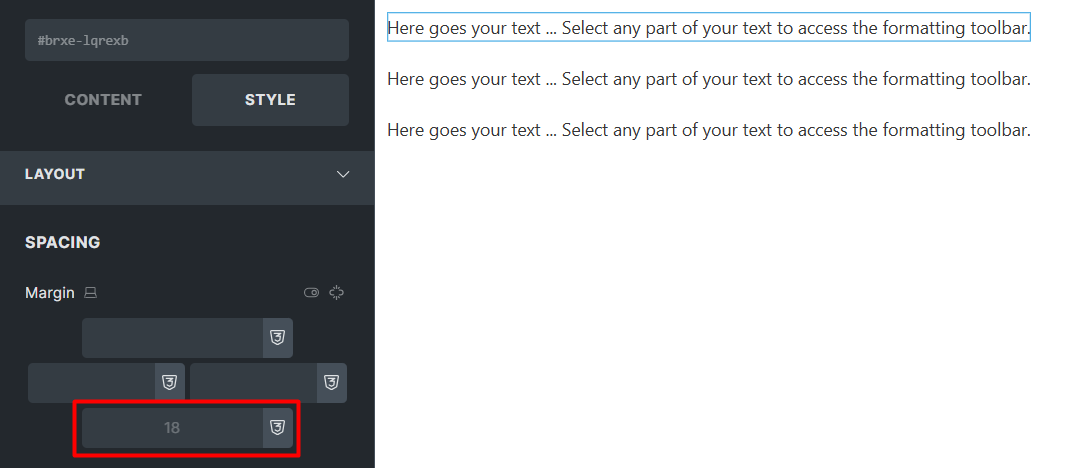 NO BUG: Extra margin in the basic text element - Bugs - Bricks ...