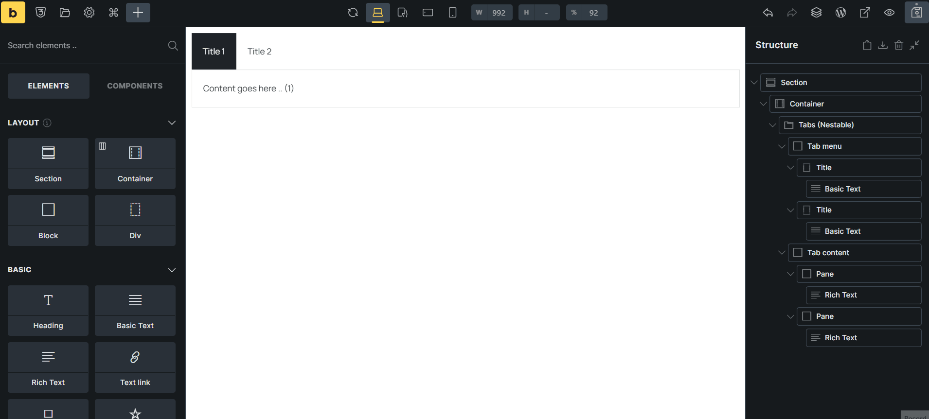 Nested tabs active style
