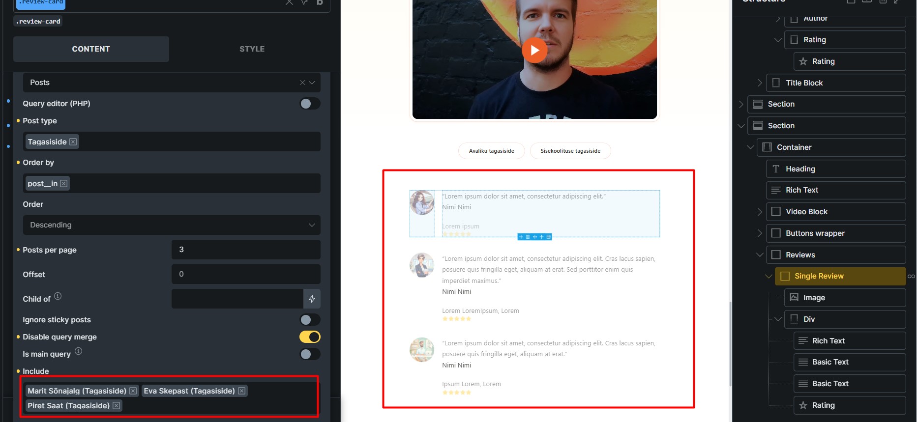 NO BUG: Post Include option in query loop not working - Bugs - Bricks ...