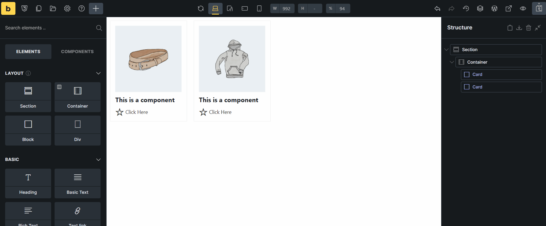 add element in nested compoenet