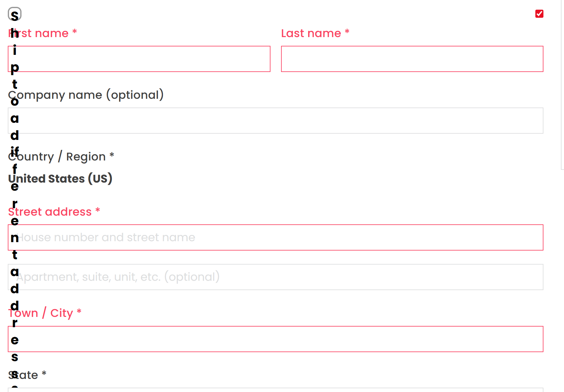 NO BUG: "Ship To A Different Location" text bug - Bugs - Bricks ...