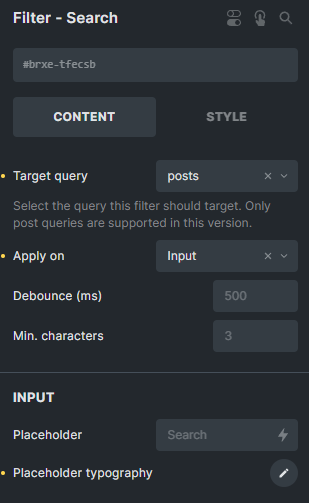 search INPUT