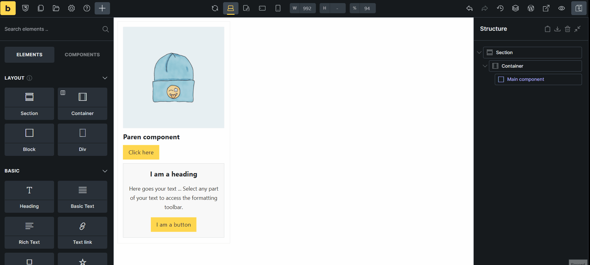 Nested component broken