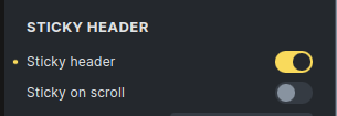 NO BUG: Sticky header with 'sticky on scroll' disabled remains sticky ...