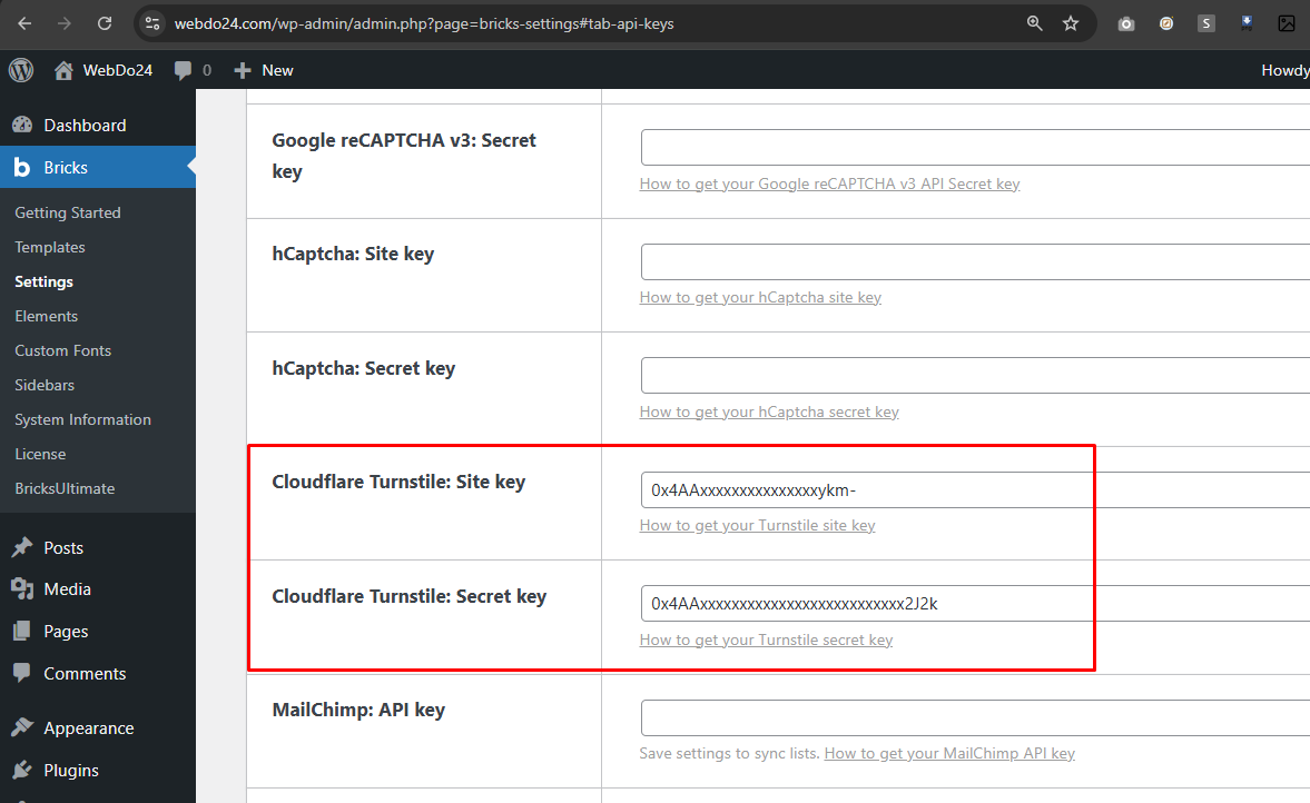 How to setup Cloudflare ReCAPTCHA in WordPress Bricks Builder Theme ...
